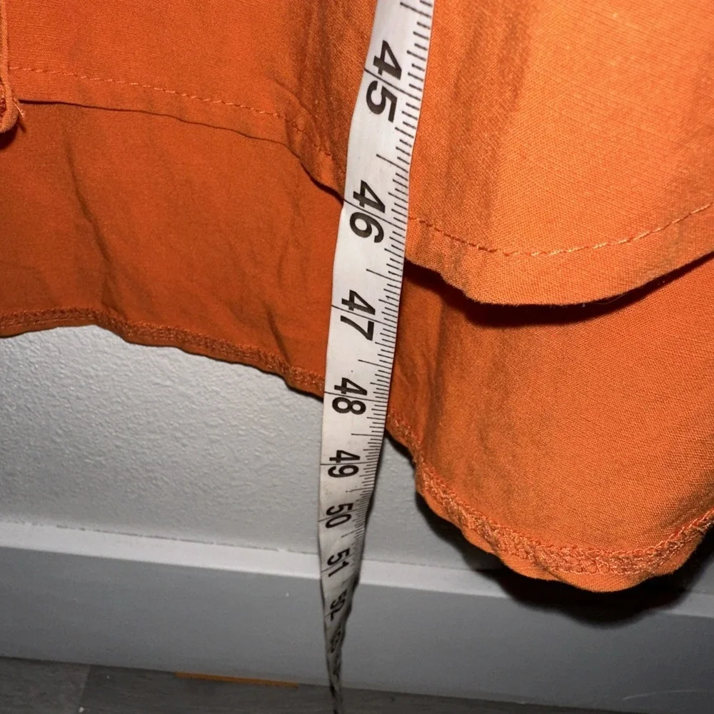 Ivo Nikkolo  Orange Button Up Linen Dress Short Sleeve Size XS‎ Waist Belt